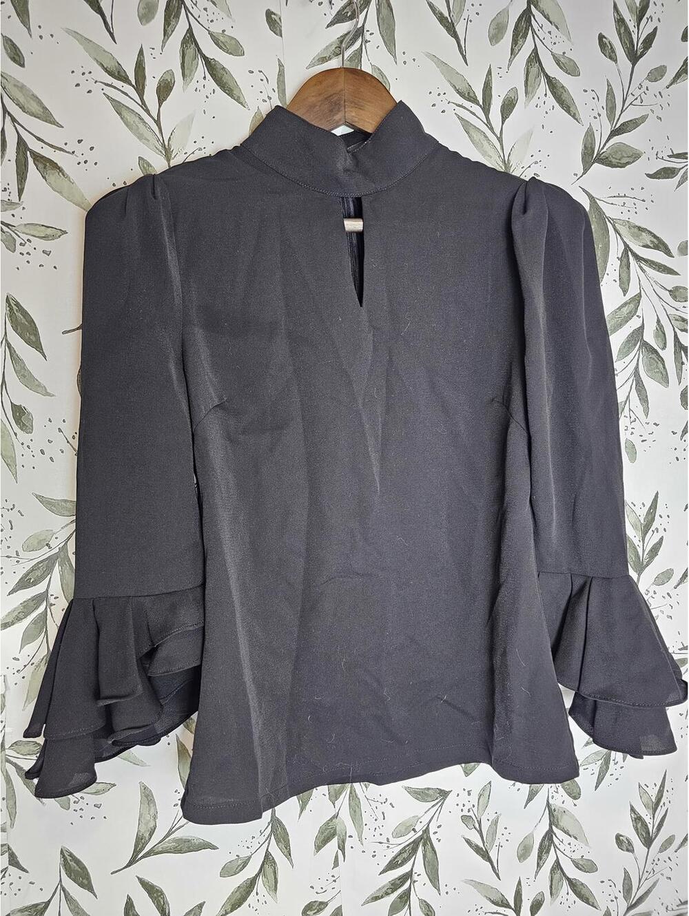 Garcia Blouse Black Womens Size S Long Sleeve Italy